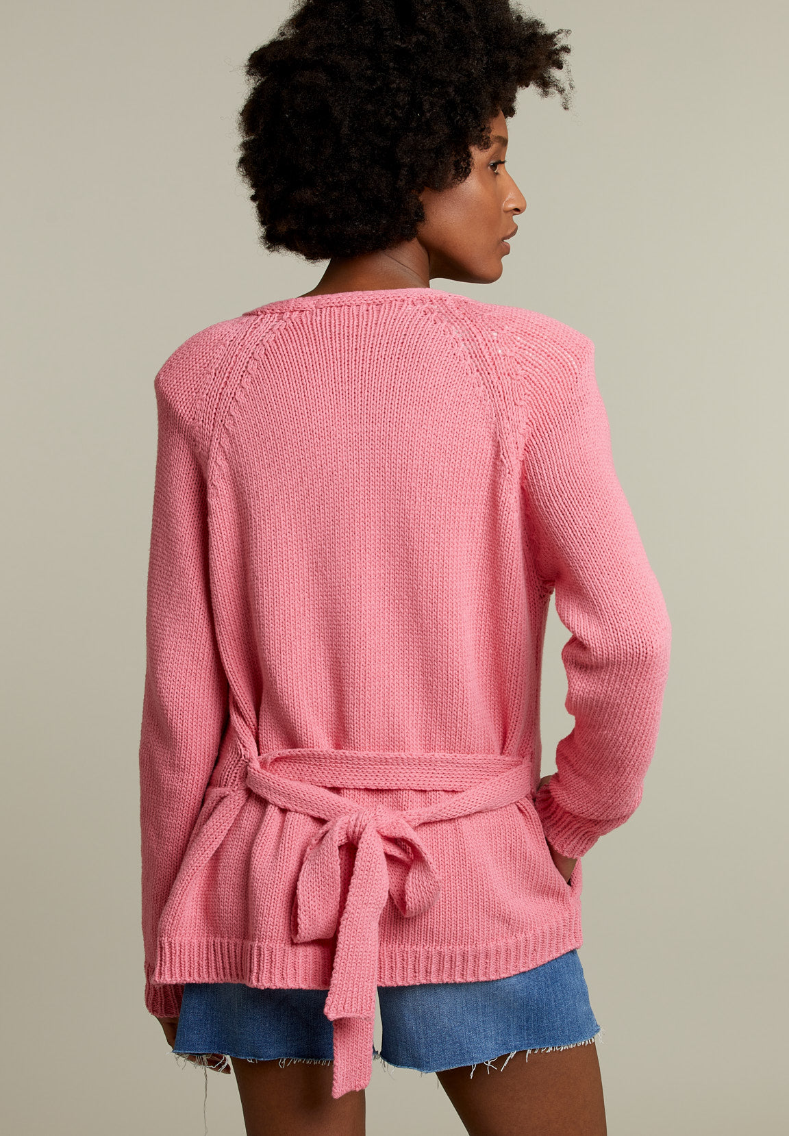 Pink Cotton Cardigan - Pink