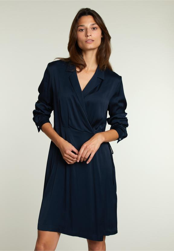 Robe bleu marine à col en V - Bleu