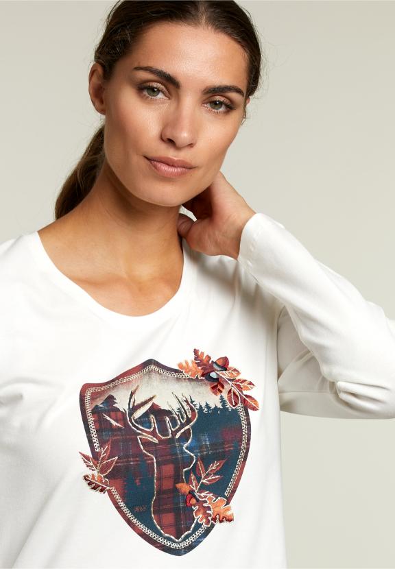 T-shirt col rond écru - BLANC - A-020