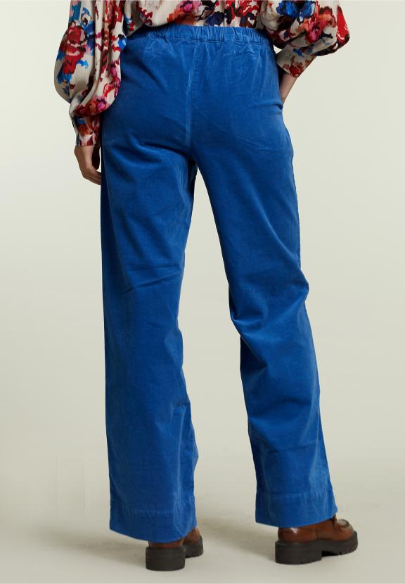 Pantalon en Velours Bleu avec Bande Élastique - Vert