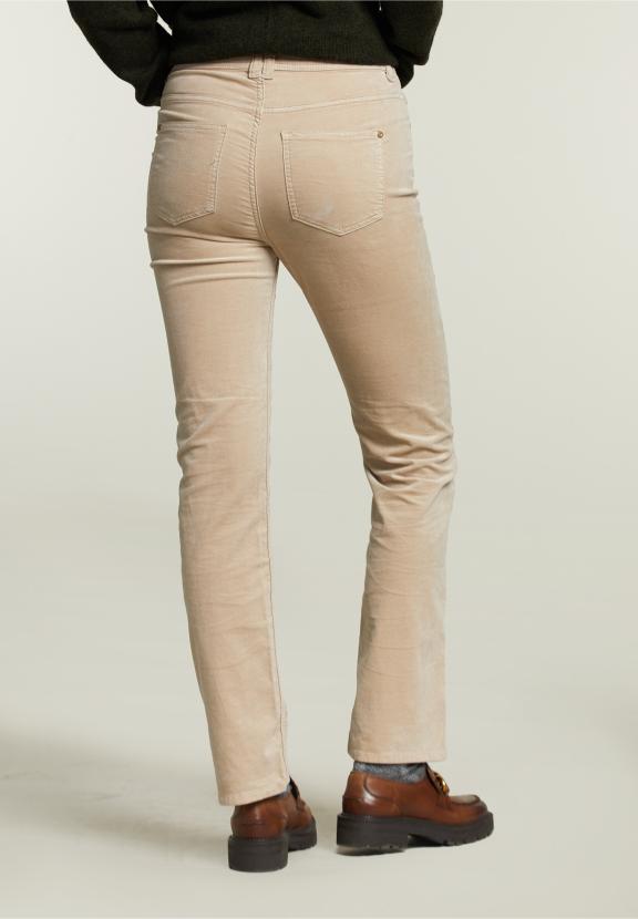 Pantalon 5 poches en velours beige