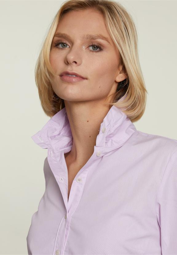 Blouse Rayée Rose à Col Montant