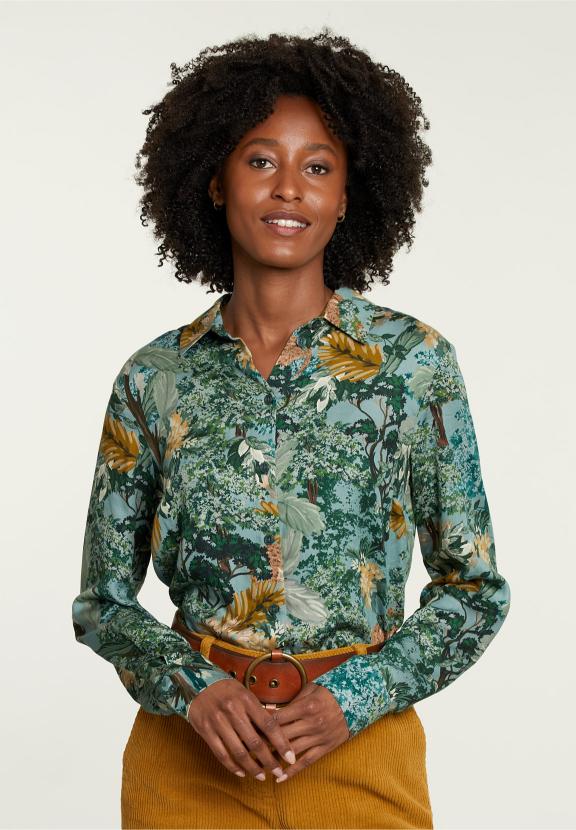 Blouse en Viscose Multi avec Boutons - Vert