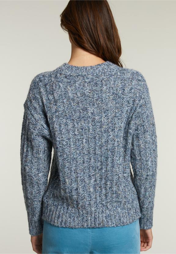 Pull Pailleté Bleu à Col Rond