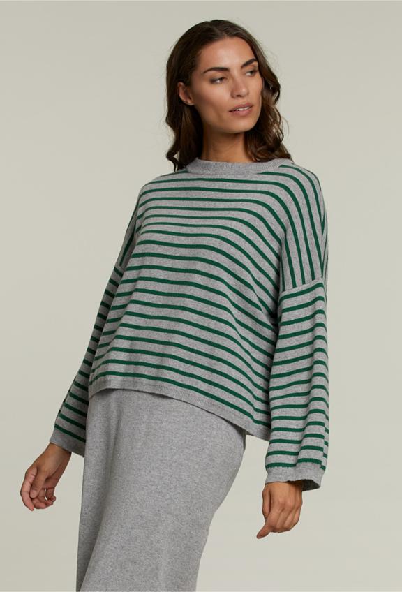 Pull Rayé Vert/Gris