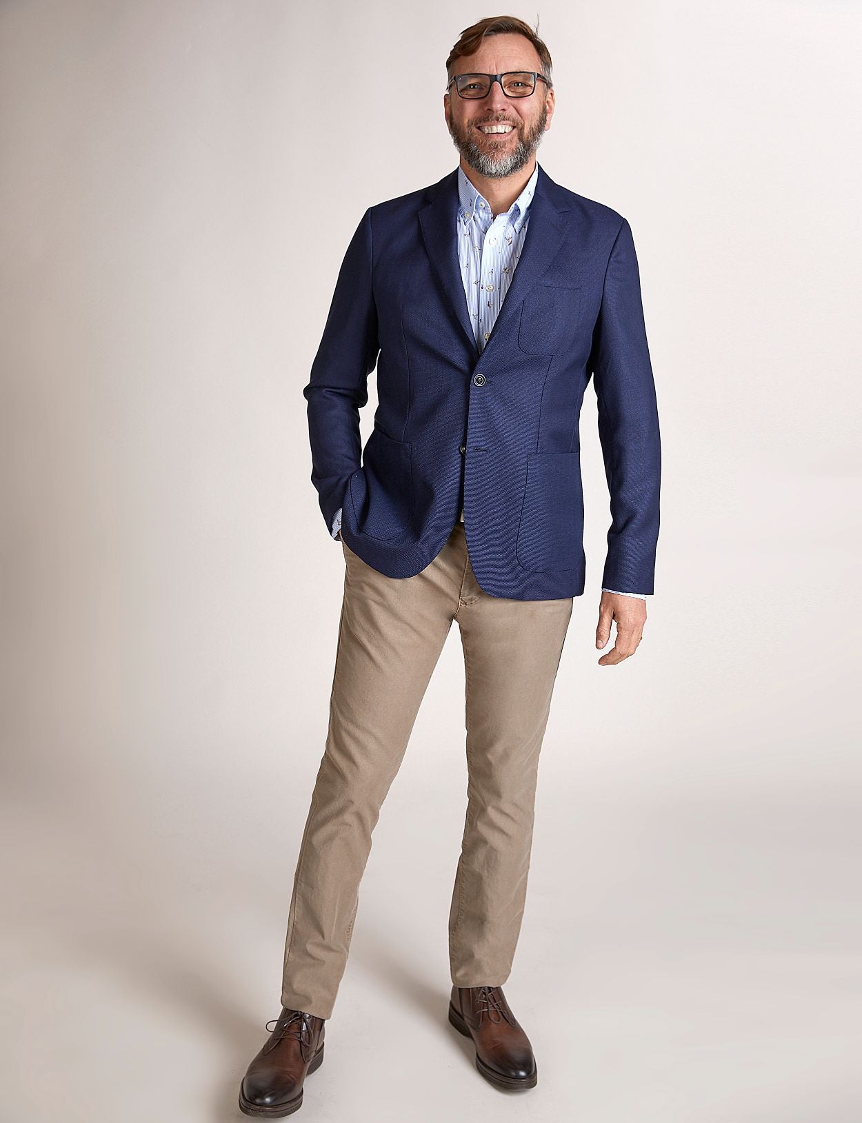 Homme Blazer À Poche Ronde Bleu En Bleu