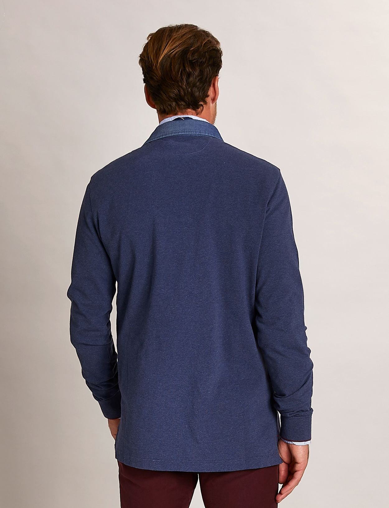 Homme Polo En Coton Sur Mesure De Couleur Bleue