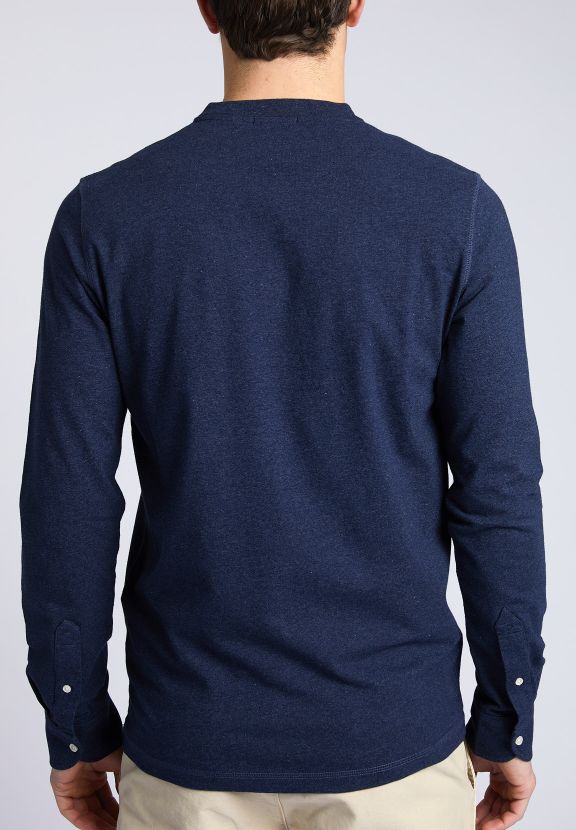 Homme T-shirt Henley Bleu Denim