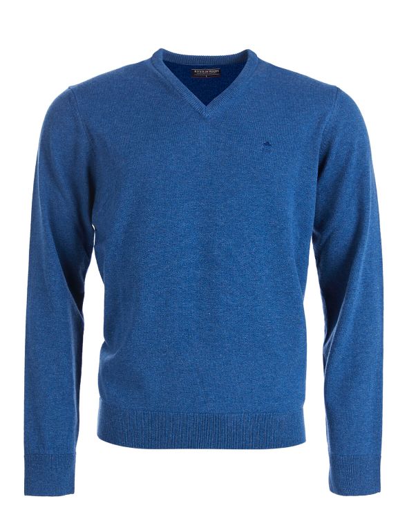 Homme Pull Basique À Col En V En Bleu