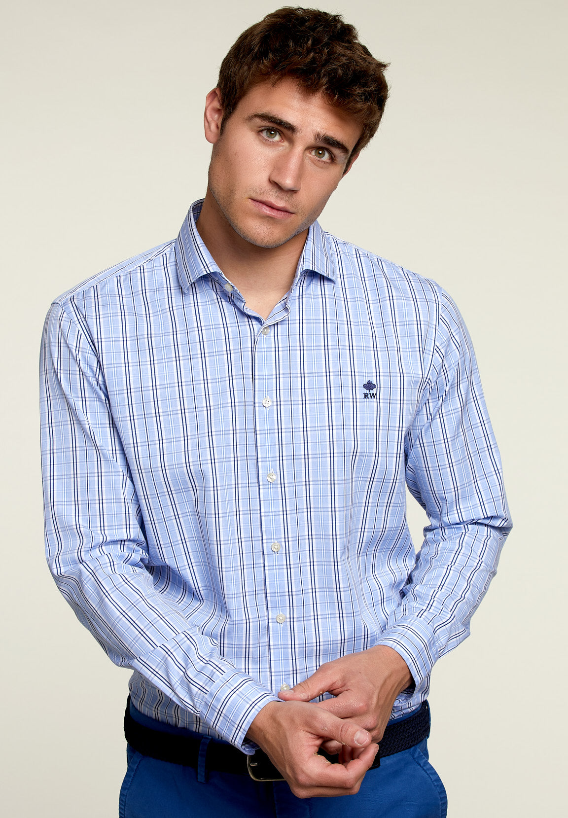 Slim Fit Checked Shirt Blue - Multi