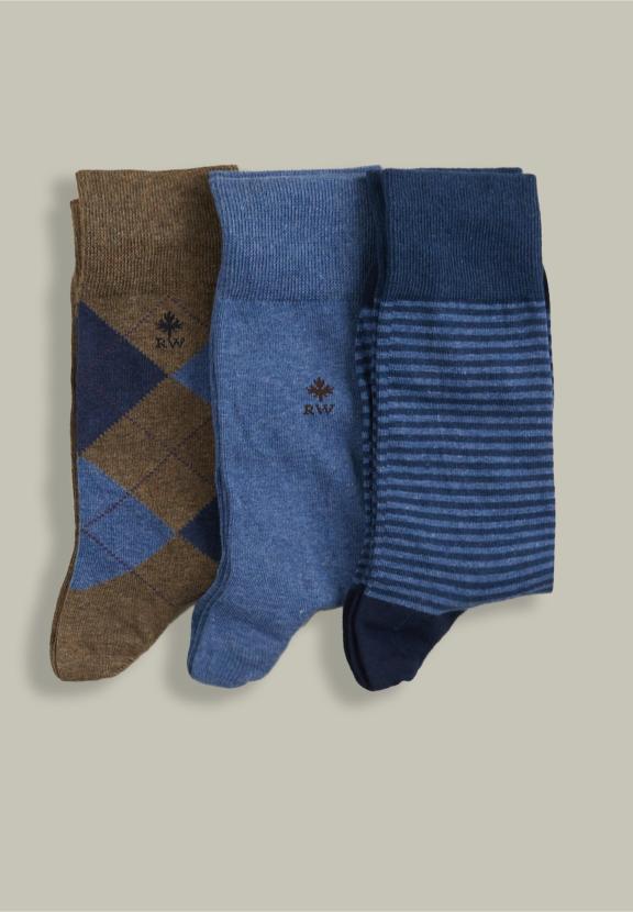 Chaussettes en Coton Lot de 3 Barrel Mix - Marron