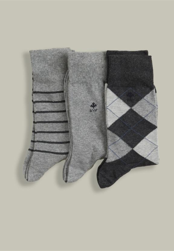 Chaussettes en Coton Lot de 3 Granit Mix - Gris