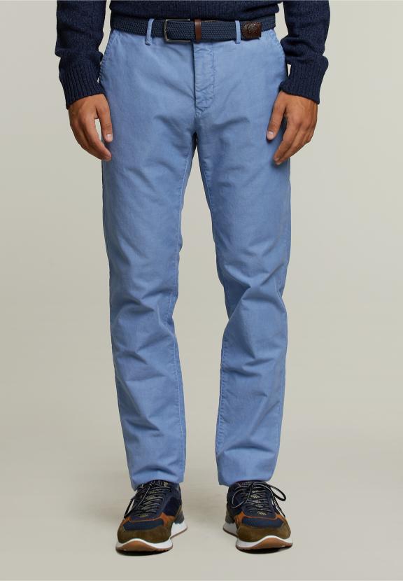 Chino en Coton Coupe Slim Geai Bleu