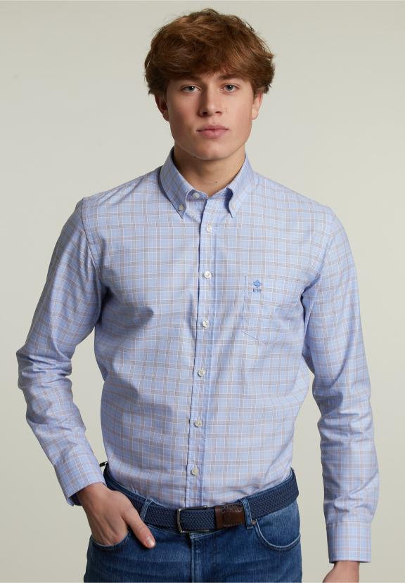 Chemise à Carreaux Sur Mesure avec Poche Multi - F-000