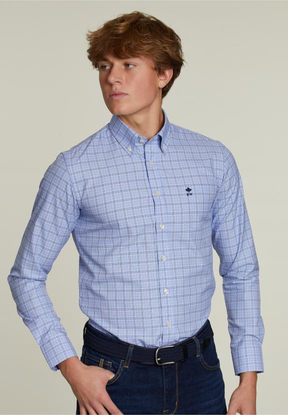 Chemise à Carreaux Sur Mesure avec Poche Bleu/Blanc - Multi