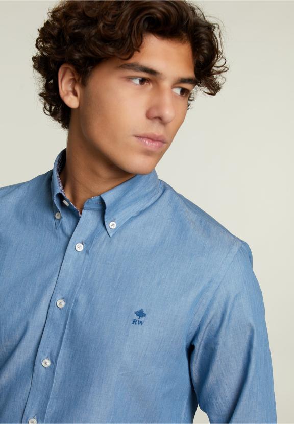 Chemise Unie Sur Mesure Bleue