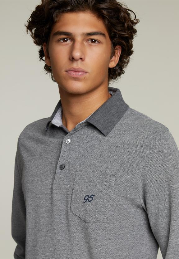 Polo en Coton Sur Mesure avec Poche Mélange Graphite - Gris