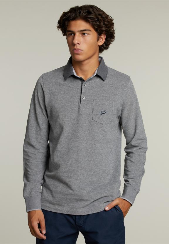 Polo en Coton Sur Mesure avec Poche Mélange Graphite - Gris