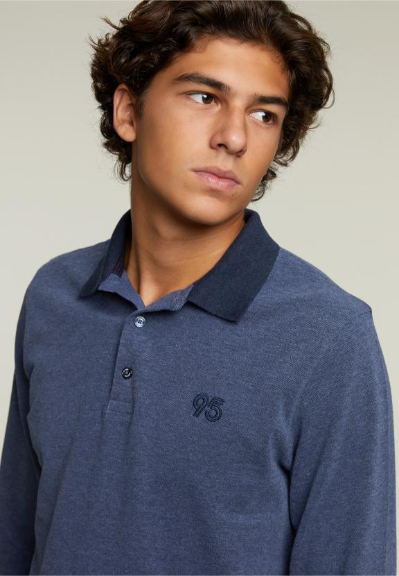 Polo en Coton Sur Mesure Mélange Denim - Bleu