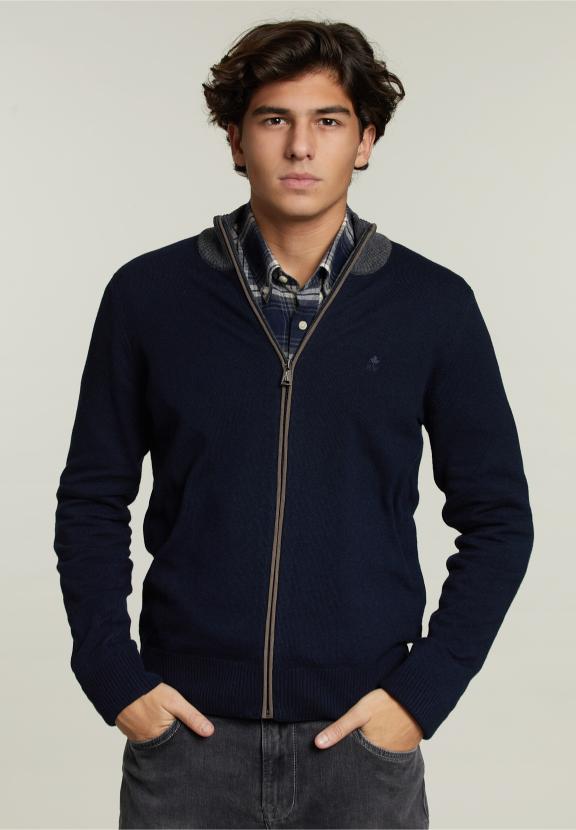 Cardigan Col Montant Sur Mesure Bleu Marine - Bleu