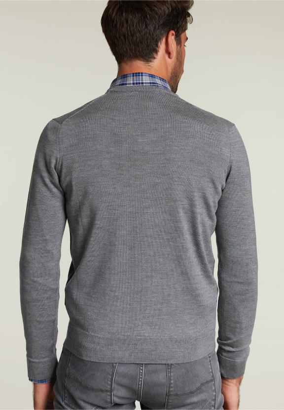 Pull en V sur mesure en mérinos mélange graphite - gris