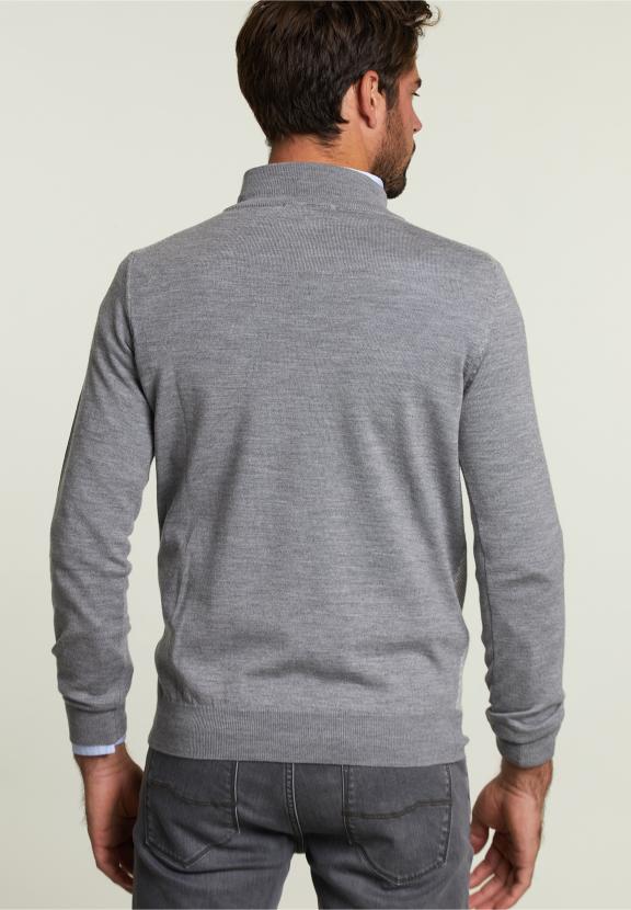 Pull en Mérinos Sur Mesure Oxford Mix - Gris