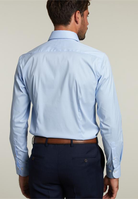 Chemise Ajustée Unie Bleue