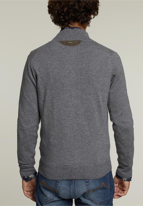 Pull à col montant ajusté Oxford Mix - Gris