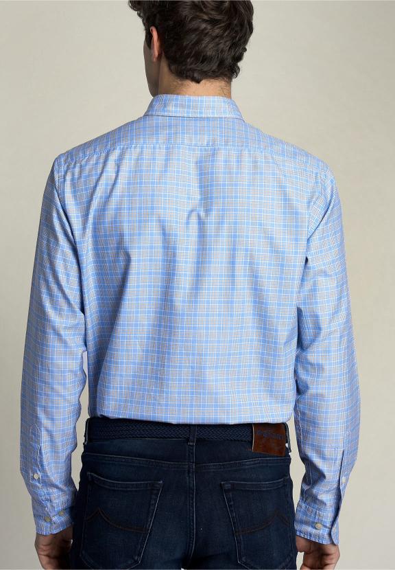 Chemise à Carreaux Sur Mesure Orange/Bleu