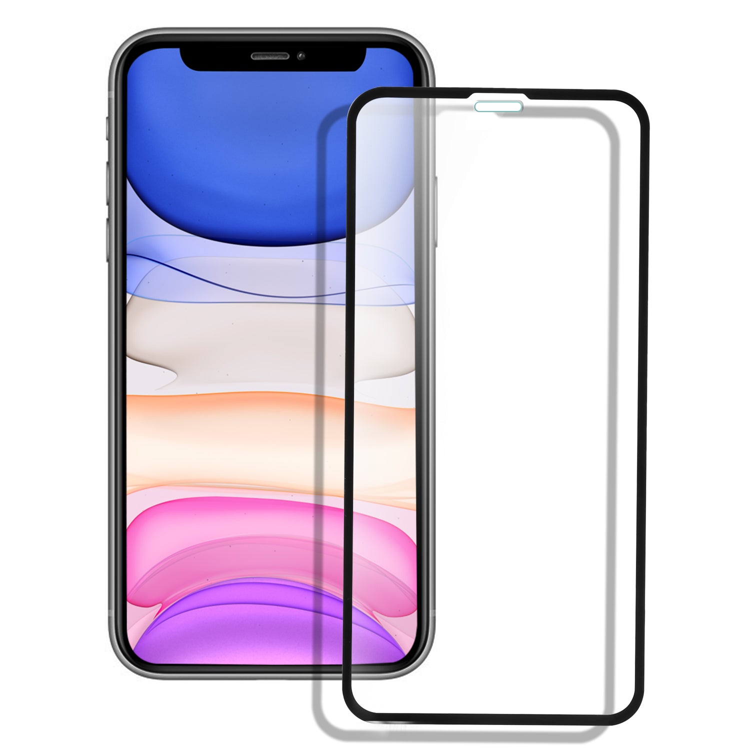 Verre De Protection  5D  Pour Iphone 11 Avec Bord Noir - Noir