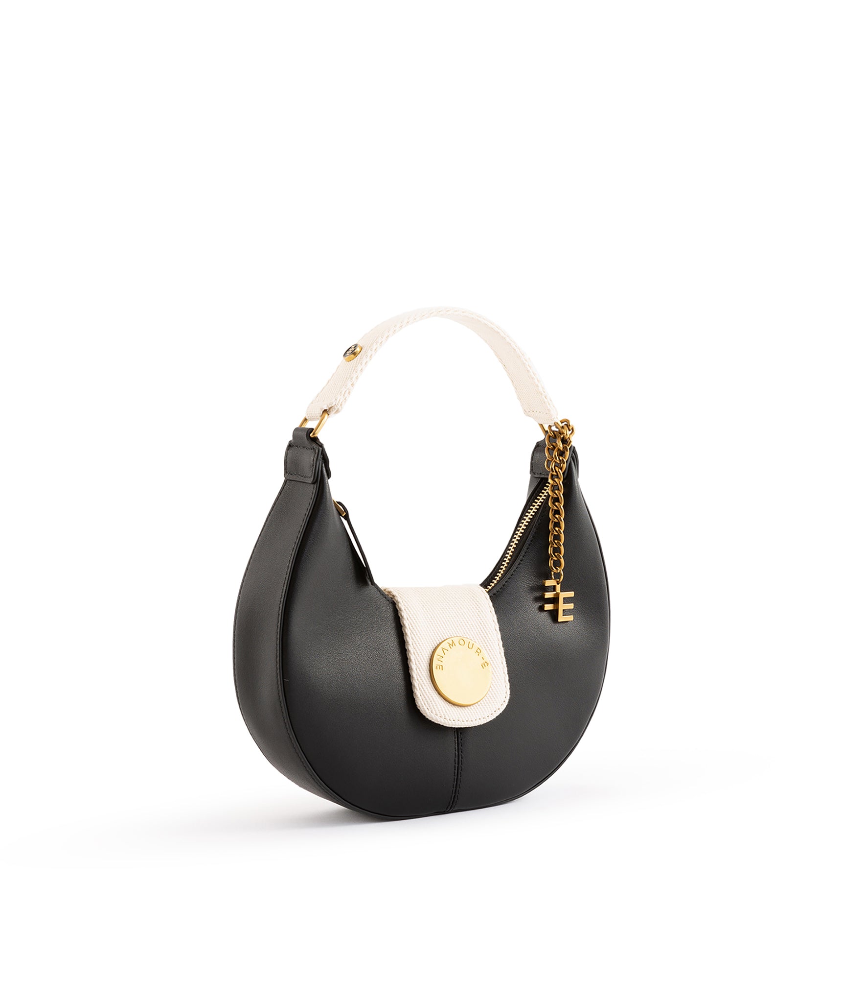 Nazarine Black Shoulder Scoop Black & White Bag