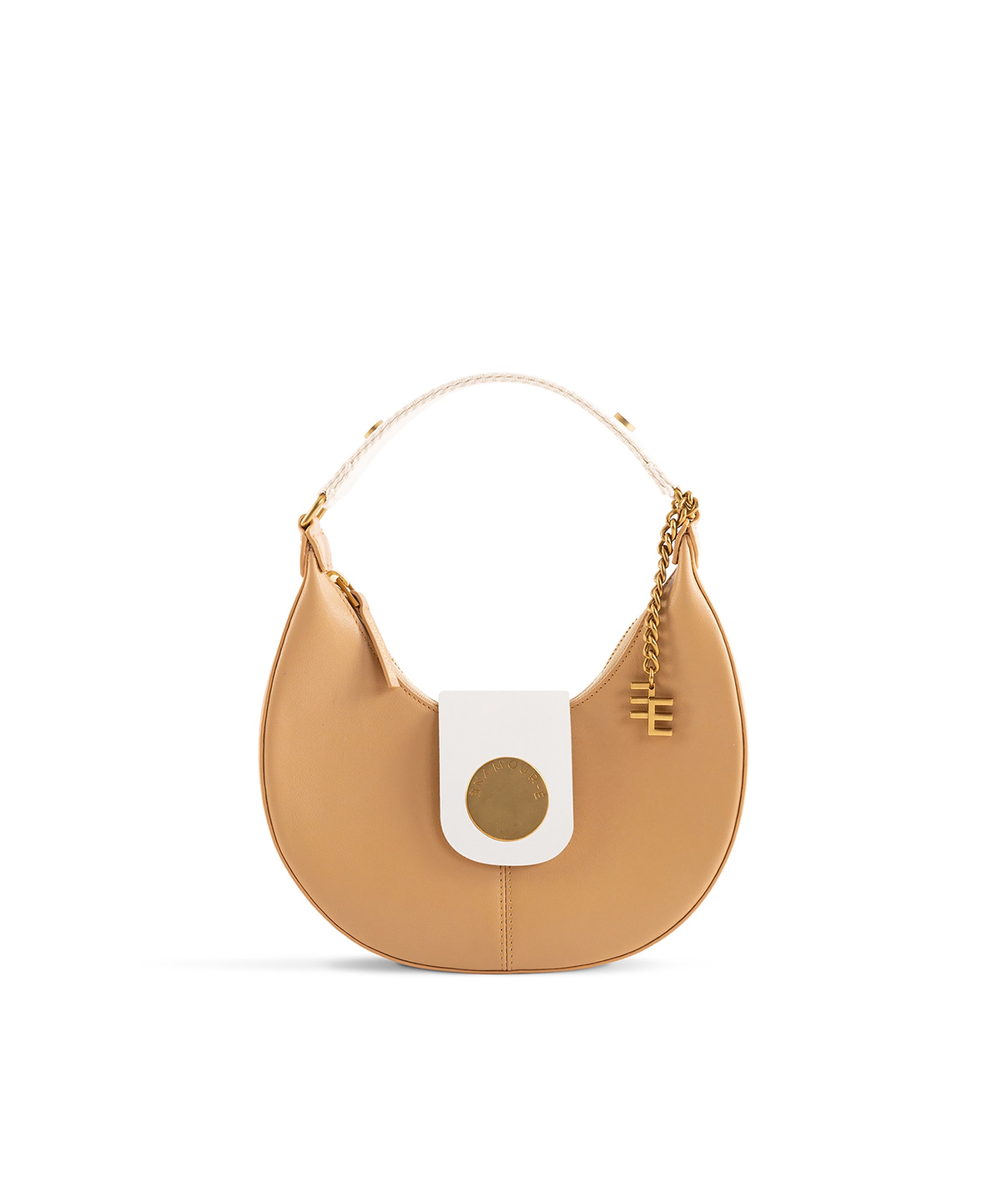 Nazarine Chromatic Shoulder Scoop Light Brown & White Bag