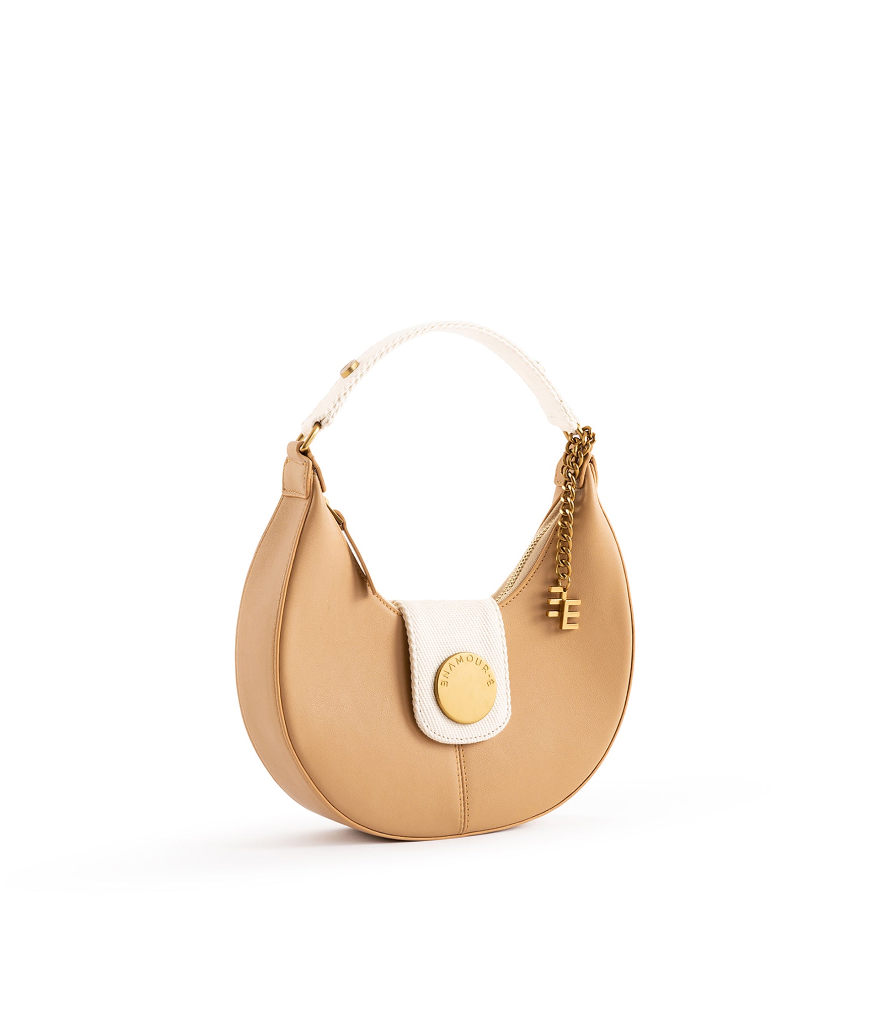 Nazarine Chromatic Shoulder Scoop Light Brown & White Bag