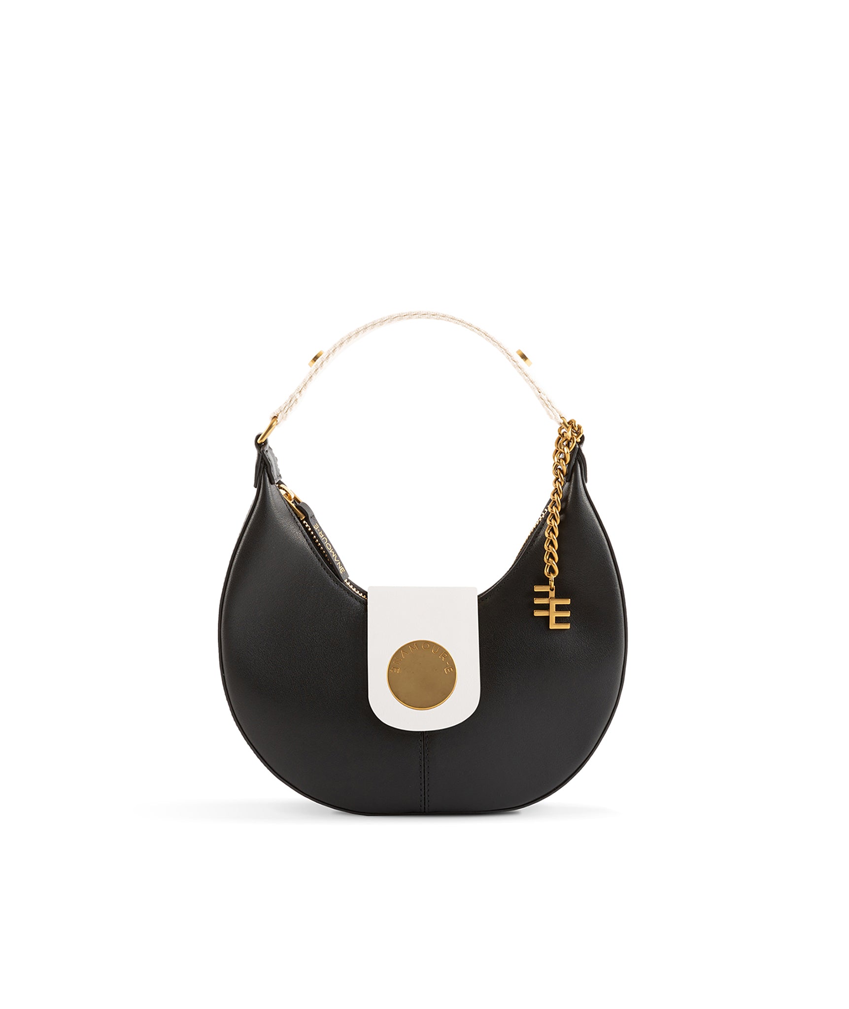 Nazarine Black Shoulder Scoop Black & White Bag