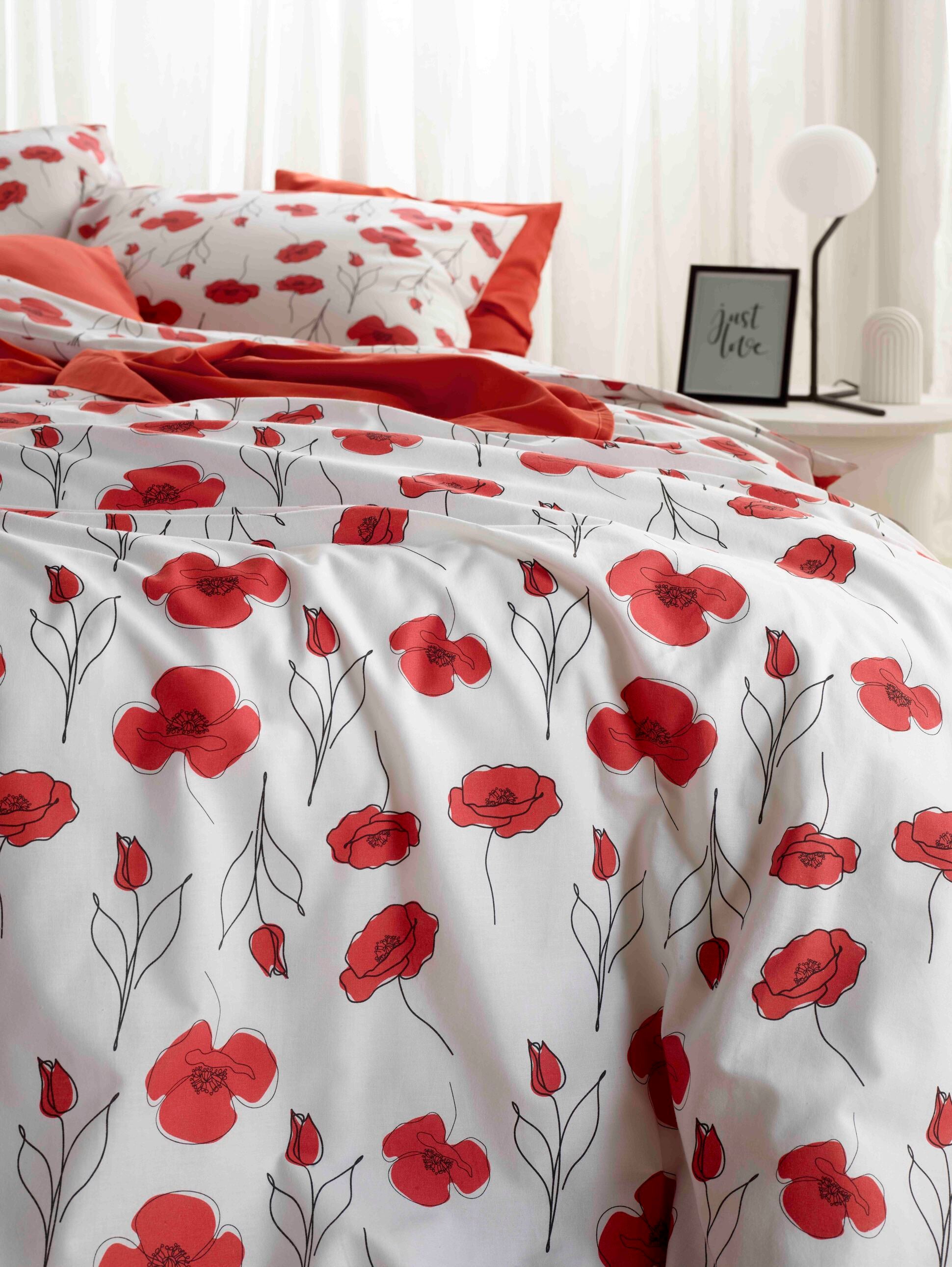 Parure linge de lit papaver poppy red