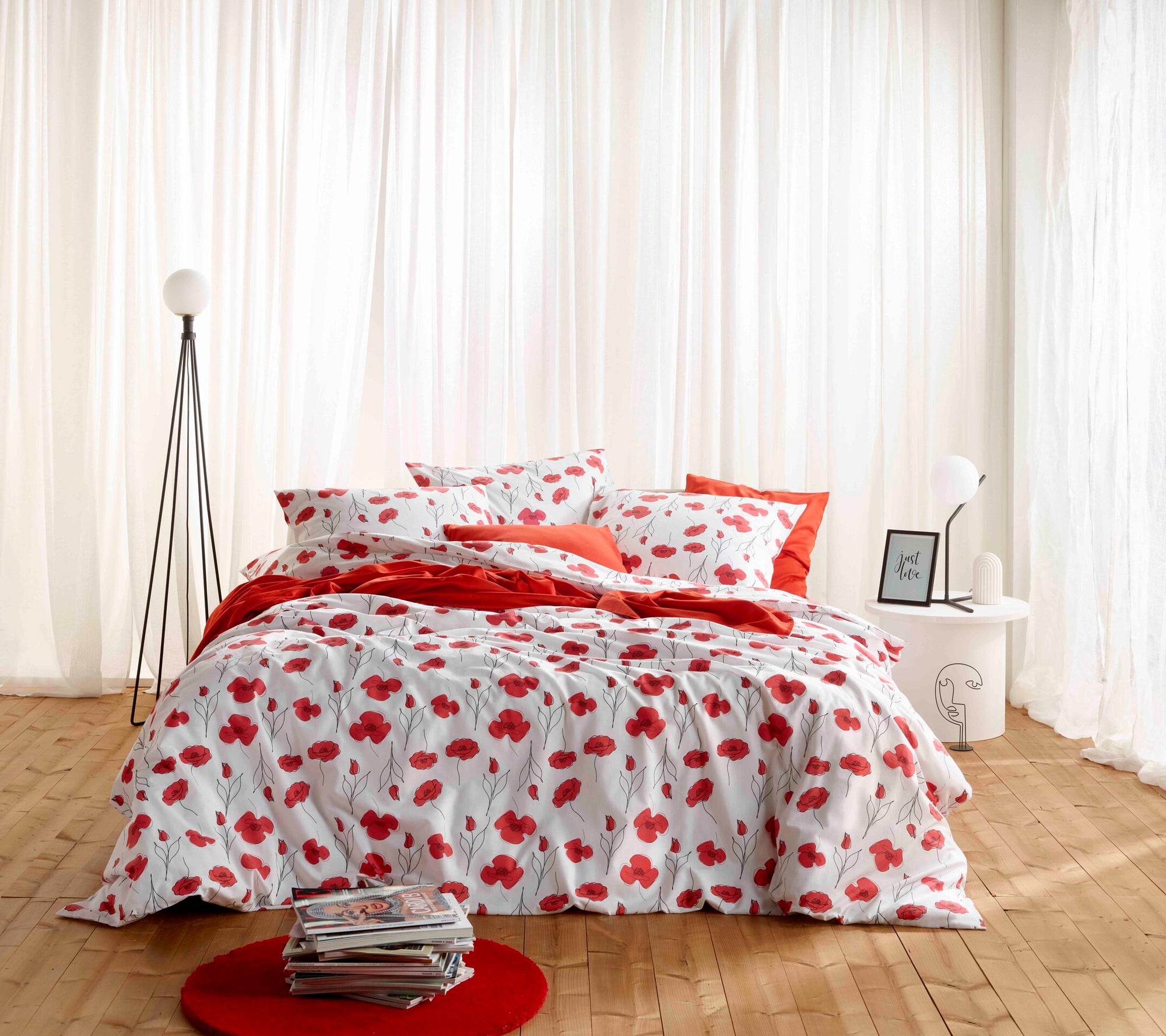 Parure linge de lit papaver poppy red